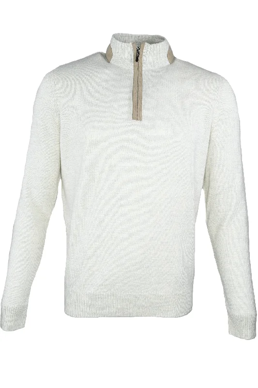Overstock Sale Inpore Quarter Zip Sweater - Ecru