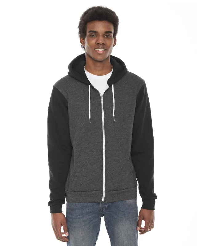 Crazy Savings American Apparel Unisex Flex Fleece Zip Hoodie | Dk Hth Gry/ Blk