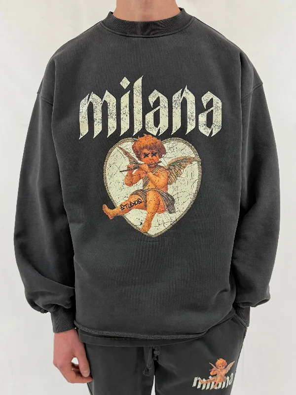 Take Advantage Washed Black Heavyweight Open Hem Sweatshirt.