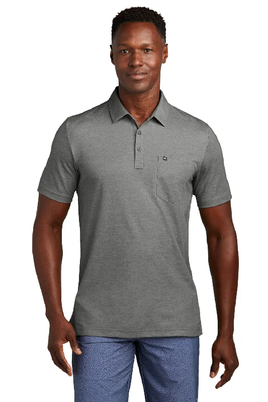 Year-End Clearance TravisMathew Mens Oceanside Moisture Wicking Short Sleeve Polo Shirt w/ Pocket - Heather Quiet Shade Grey Year-End Clearance TravisMathew Mens Oceanside Moisture Wicking Short Sleeve Polo Shirt w/ Pocket - Heather Quiet Shade Grey