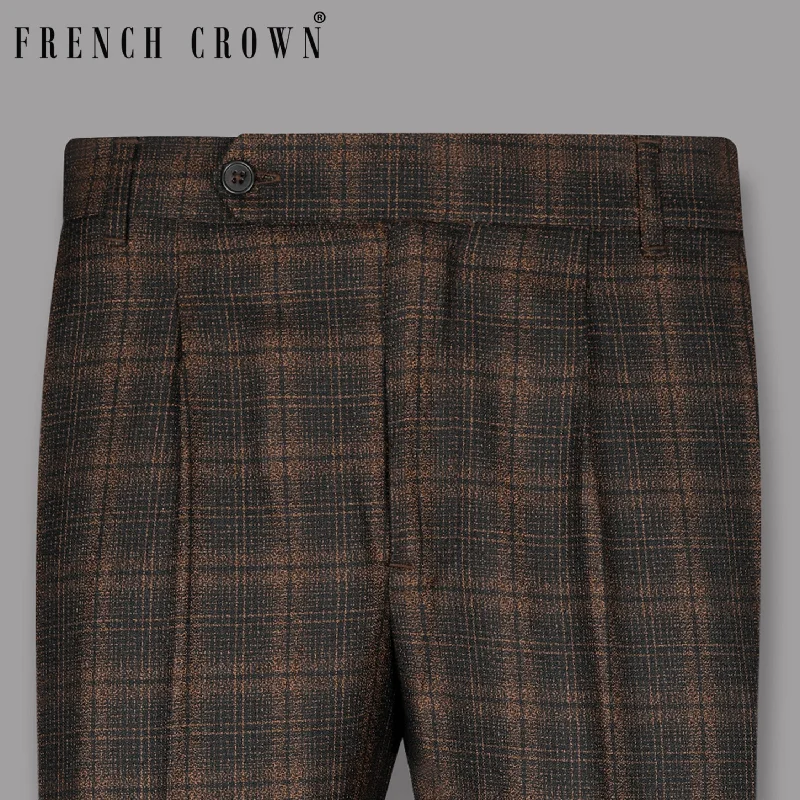 Online Only Brown Plaid Wool Blend Pant