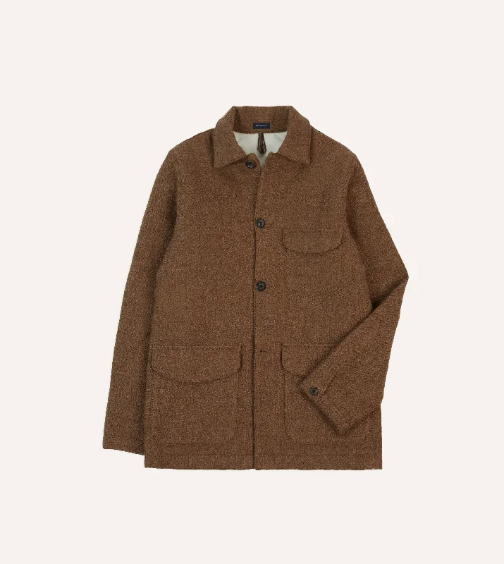 Deal Zone Brown Wool Three-Pocket Chore Jacket