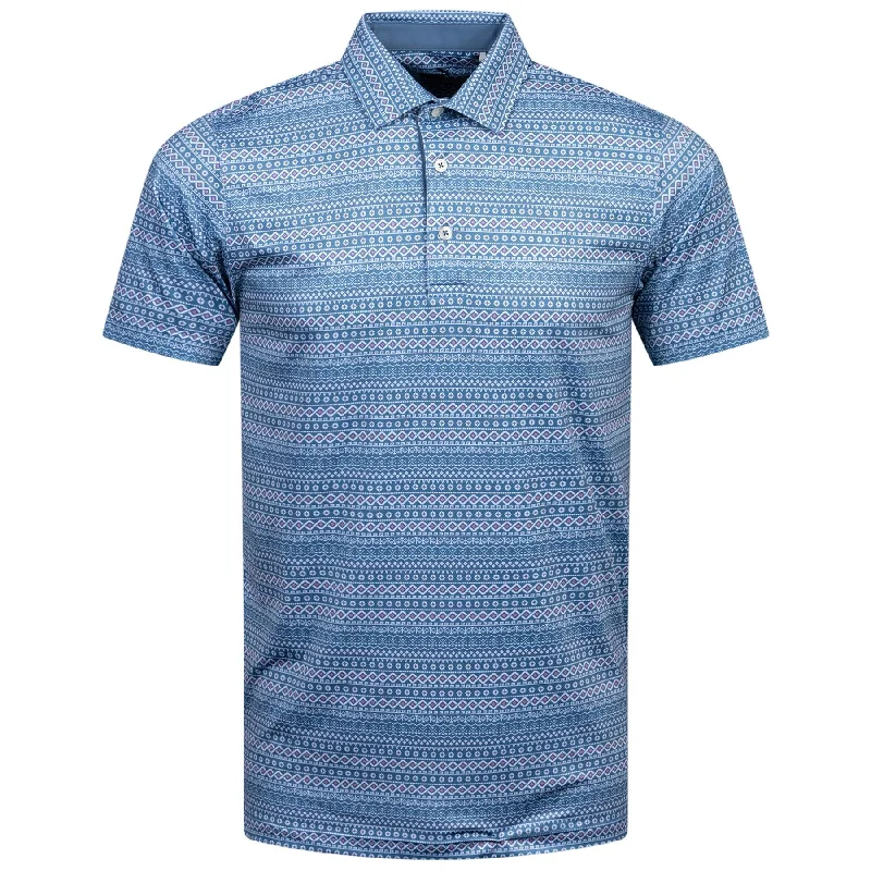 Your Weekend, Your Savings Fair Isle Micro Print Polo Blue Horizon/White Glow - AW24 Your Weekend, Your Savings Fair Isle Micro Print Polo Blue Horizon/White Glow - AW24