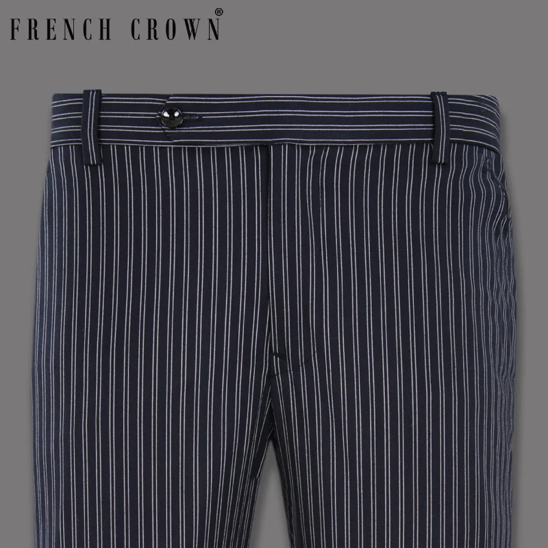 Daily Deals Navy Double Striped Wool Rich Pant