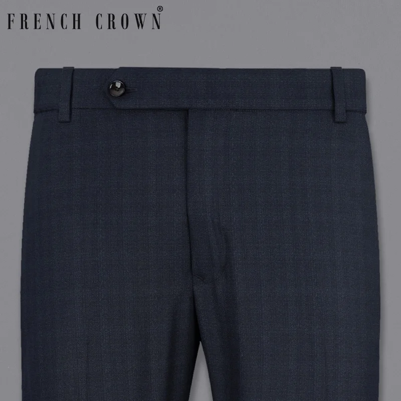 Low Price Gunmetal Blue Plaid Pant