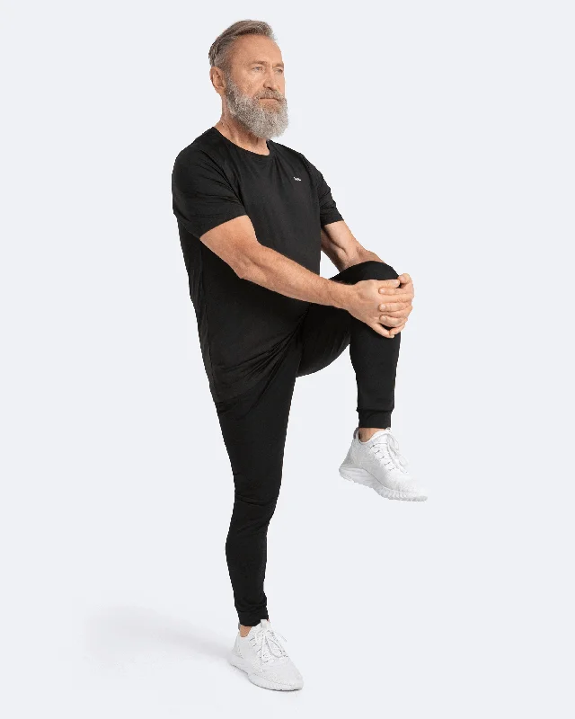 Stock Clearance Jet Black Athleisure Joggers