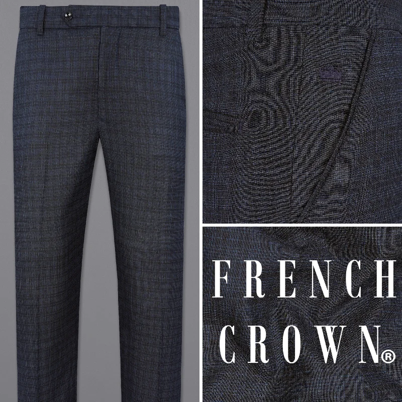 Hurry In Ebony Clay Gray and Metallic Blue Plaid Pant