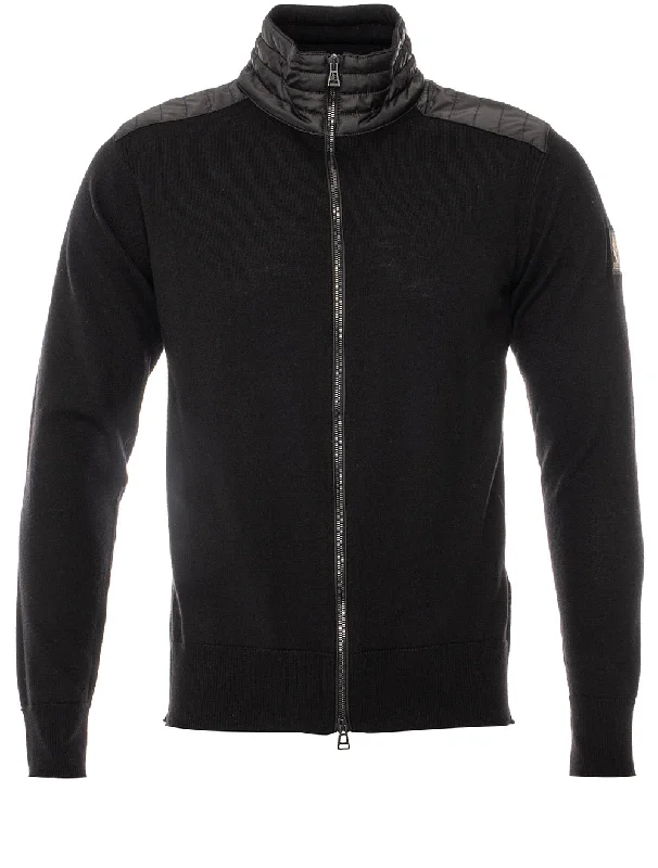 Great Bargain Strickjacke aus Merinowolle mit durchgehendem Reißverschluss Schwarz