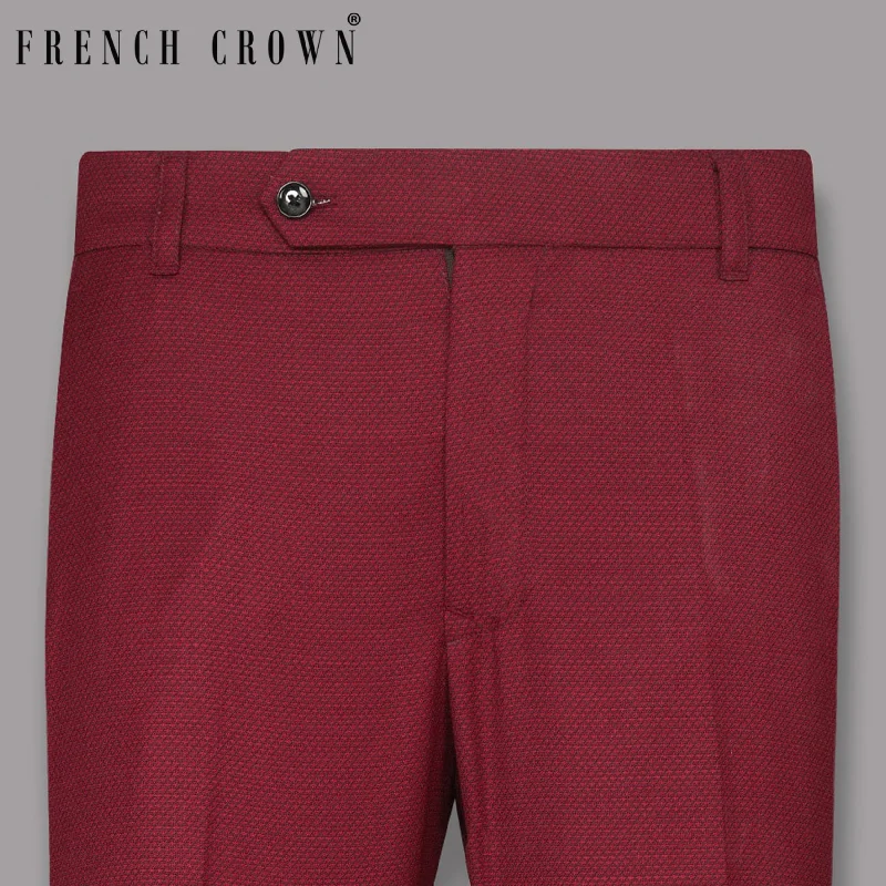 Midnight Madness Brick Red Subtle Diamond Textured Pant
