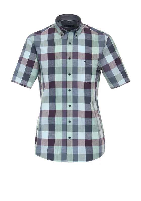 Price Break Casa Moda Check Short Sleeve Shirt, Blue Multi