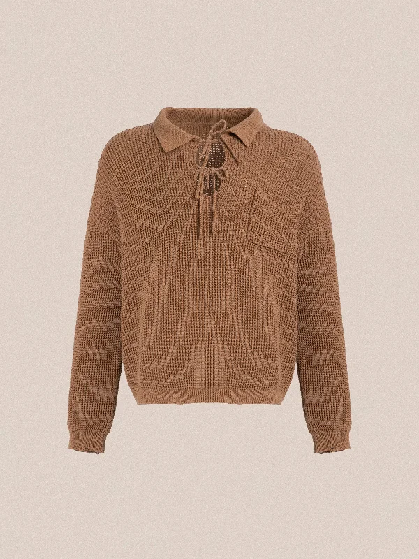 Extra Discounts Tie-Collar Knit Sweater