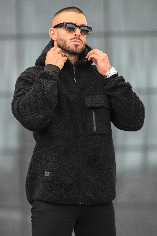 Weekend Bargains to Enjoy Gothic Sherpa Hoodie - Black (relax fit)