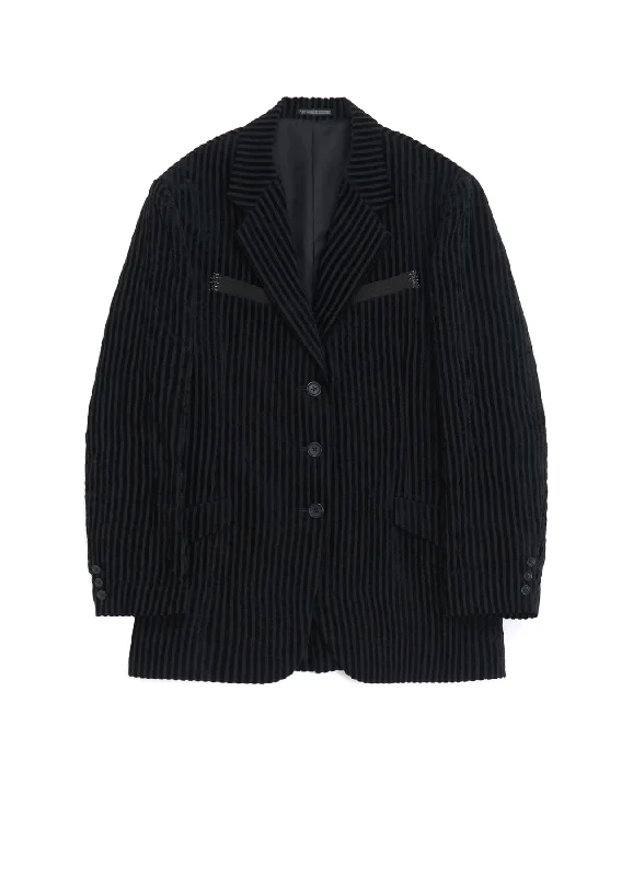 Value Deals WRINKLED STRIPED 3-BUTTON JACKET WITH PEAK LAPELS