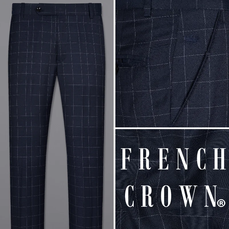 Weekend Offers That Thrill Shark Blue windowpane Wool Rich Pant