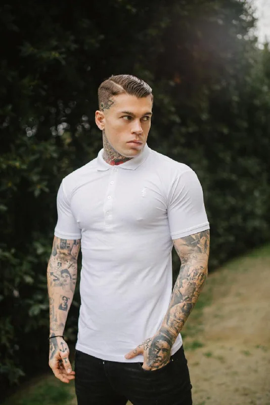 Weekend Specials to Cherish Father Sons Classic White Polo Shirt with white embroidery - FSH387 Weekend Specials to Cherish Father Sons Classic White Polo Shirt with white embroidery - FSH387