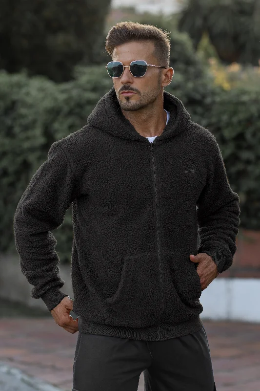 Weekend Deals That Dazzle Monster Sherpa Hoodie - Black (Relax Fit)