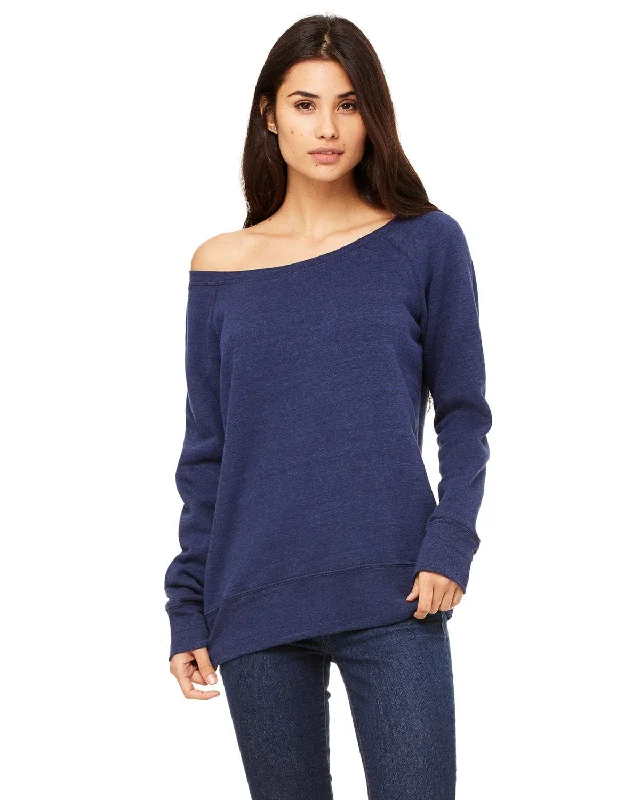 Closeout Bella+Canvas Ladies Triblend Sponge Fleece Wide Neck Sweatshirt | Navy Triblend Closeout Bella+Canvas Ladies Triblend Sponge Fleece Wide Neck Sweatshirt | Navy Triblend