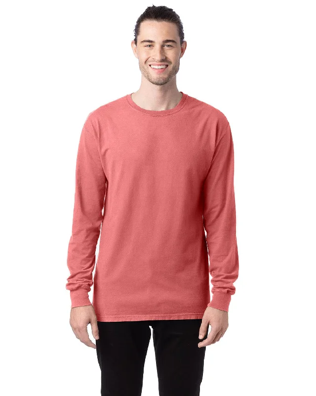 Weekend Wonders Await! ComfortWash by Hanes Unisex 100% Ringspun Cotton Long Sleeve T-Shirt | Coral Craze