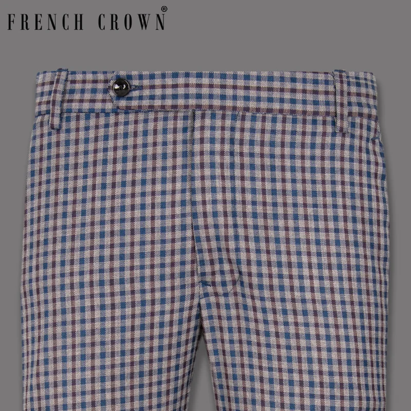 Hurry Up Brown with Blue Gingham wool rich Pant