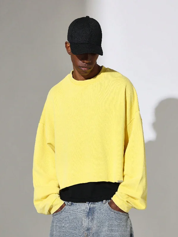 Weekend Specials to Grab Crop Fit Raw Edge Premium Washed Sweatshirt