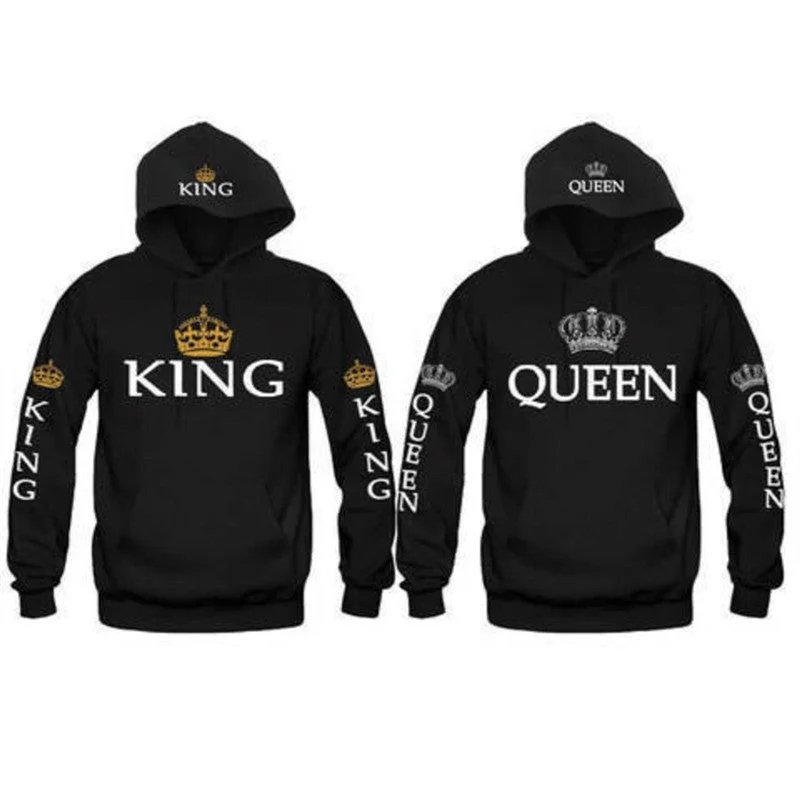 Mega Deal Fast Shipping King Queen Crown Couple Hoodie