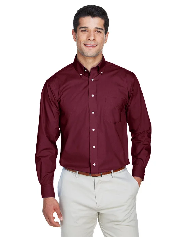 Limited Supply Devon & Jones Crown Woven Collection Solid Broadcloth Shirt | Burgundy