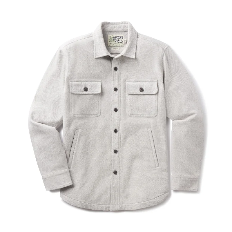 Weekend Steals Await Flannel Twill Shirt Jacket - Glacier Gray