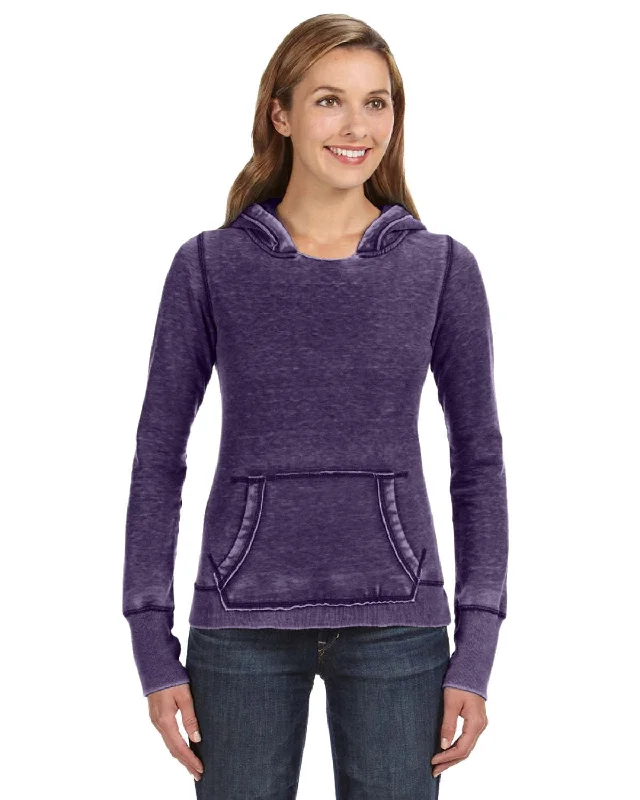 Deal Dash J America Ladie's Zen Pullover Fleece Hooded Sweatshirt | Twisted Plum