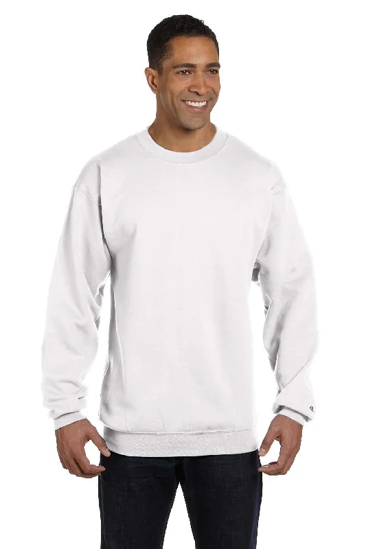 Weekend Bargains to Sizzle Champion Mens Double Dry Eco Moisture Wicking Fleece Crewneck Sweatshirt - White