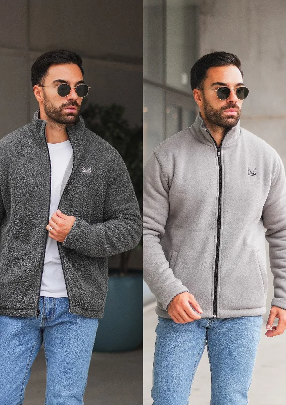 Markdowns Reversible Sherpa Fleece - Silver/Charocoal