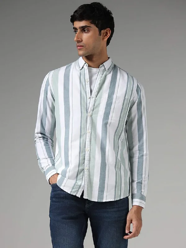 Exclusive Offers WES Casuals Sage Striped Slim-Fit Shirt