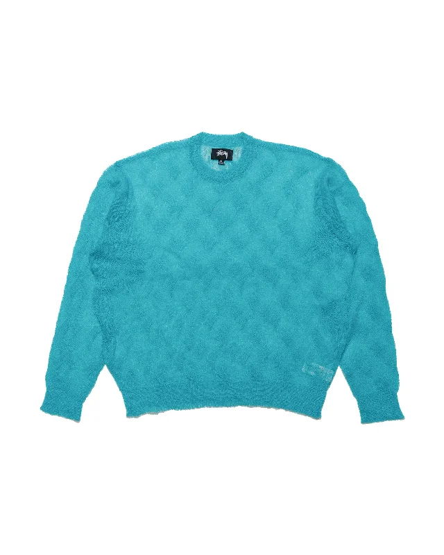 Price Smash Stüssy Loose Knit Cross Cable Cyan