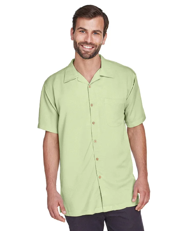 Savings Galore Harriton Bahama Cord Camp Shirt | Green Mist