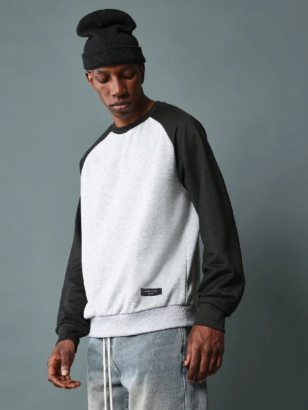 Crazy Deals Slim Fit Contrast Colour Raglan Sleeve Ottoman Textured Sweatshirt