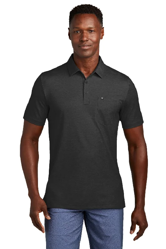 Savings Soar This Weekend TravisMathew Mens Oceanside Moisture Wicking Short Sleeve Polo Shirt w/ Pocket - Heather Black Savings Soar This Weekend TravisMathew Mens Oceanside Moisture Wicking Short Sleeve Polo Shirt w/ Pocket - Heather Black
