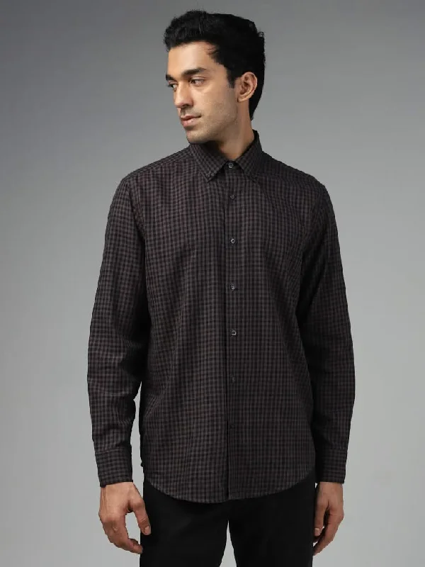 Flash Sale Ascot Navy Checked Cotton Relaxed-Fit Shirt