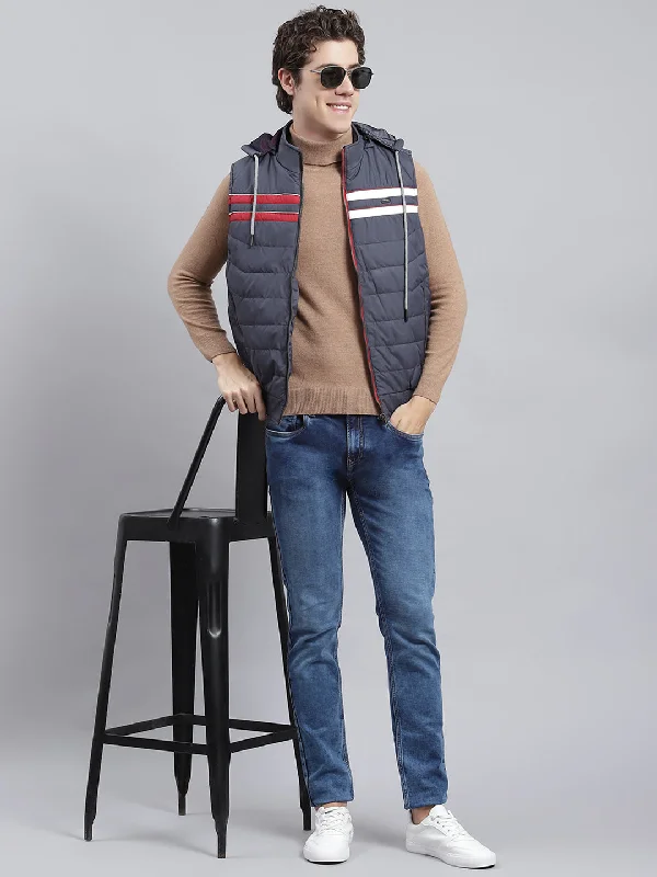 Early Access Men Navy Blue Plain Jacket