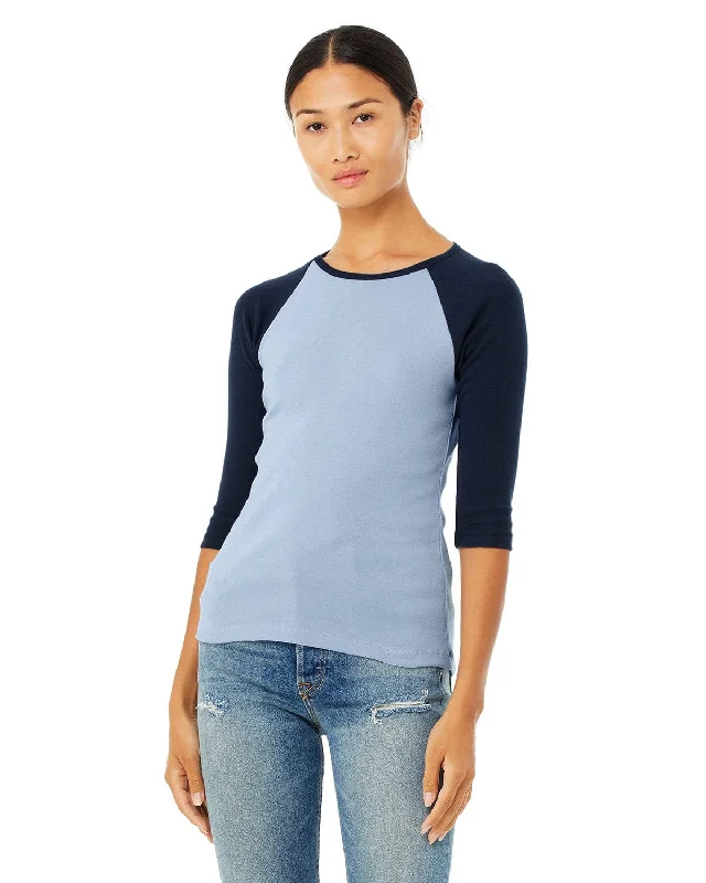 Buy More, Save More Bella+Canvas Ladies Baseball Tee | Baby Blue/ Navy