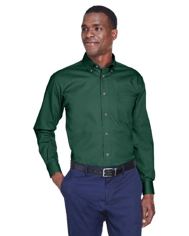 Incredible Offers Harriton Long Sleeve Stain-Release Twill Shirt | Hunter