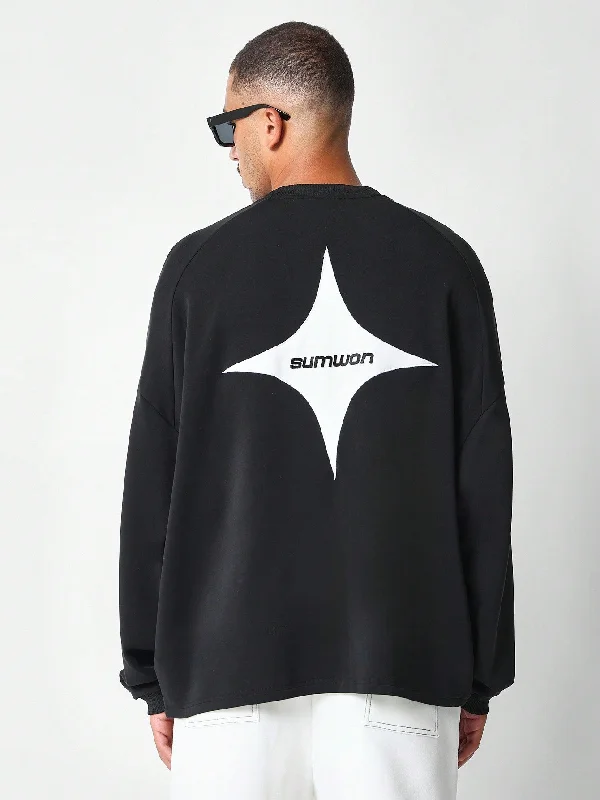 Weekend Deals That Dazzle Oversized Fit Sweatshirt With Graphic Print Front & Back