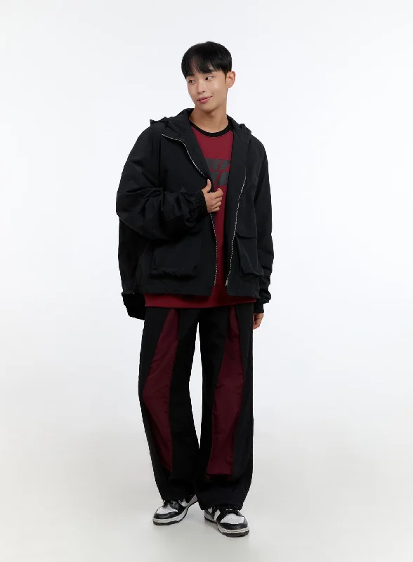 Exclusive Offers Men's Banded Mixed Color Nylon Wide Pants IS413