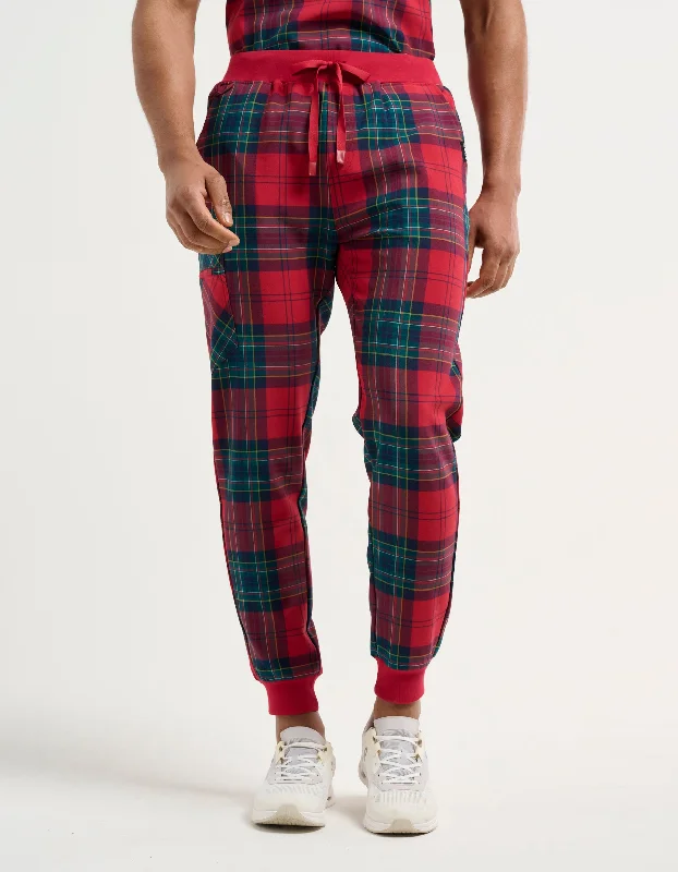 Great Deals Essential Jogger Scrub Pants - Christmas Red Tartan