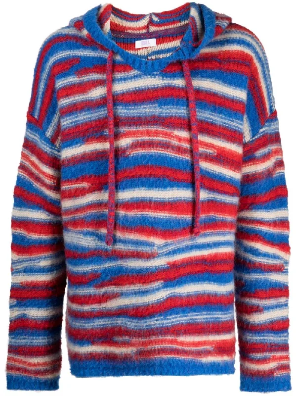 Big Savings Striped Intarsia-Knit Hoodie