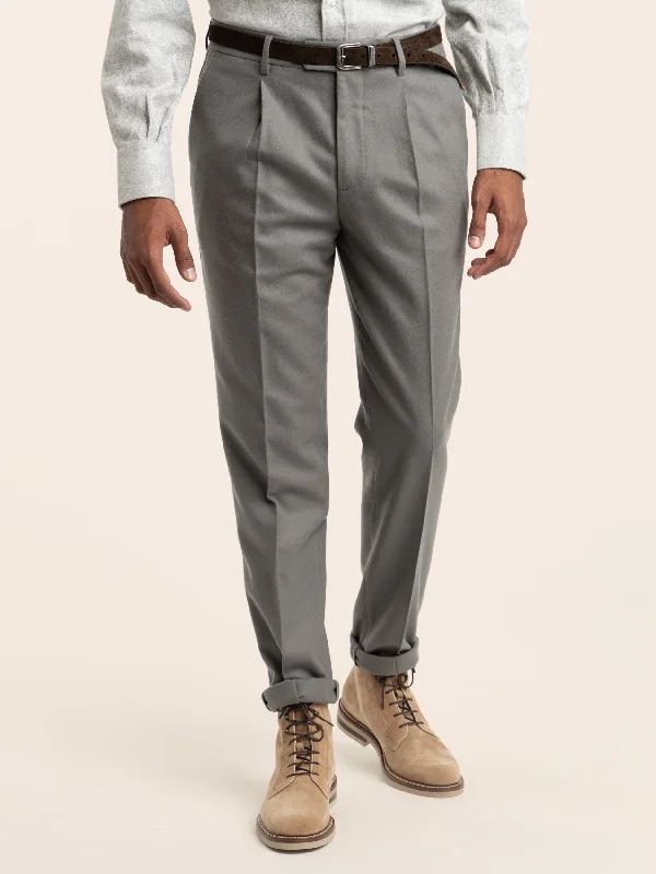 Overstock Sale Military Green Gabardine Pleated Trousers