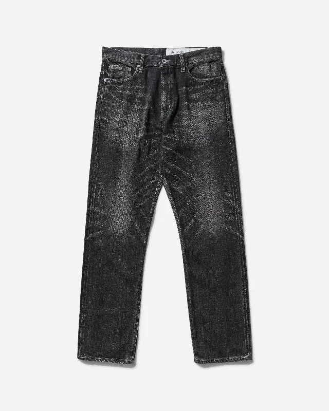 Weekend Offers That Excite Men's Washed Denim DP Mid Pants Black