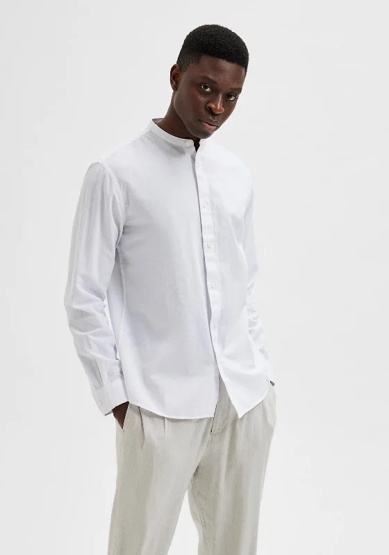 Weekend Discounts to Savor Selected Homme Linen Grandad Collar Shirt, White