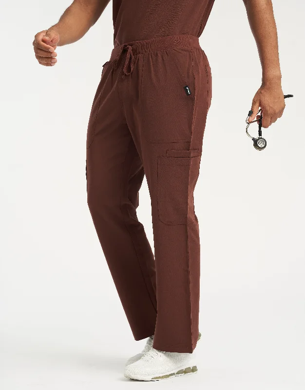 Stock Clearance Essential Multi-Pocket Scrub Pants - Cocoa