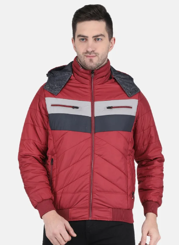 New Deals Men Maroon Solid Jacket