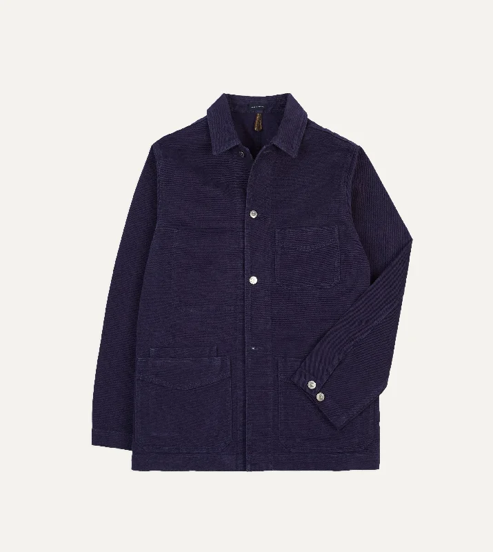 Holiday Sale French Blue Heavy Twill Cotton Five-Pocket Chore Jacket