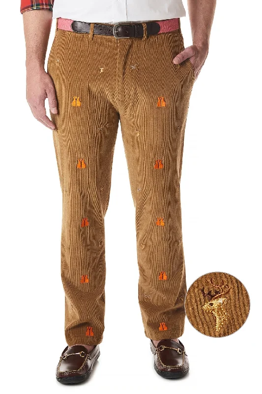 Act Now Beachcomber Corduroy Pant Khaki with Deer Hunter